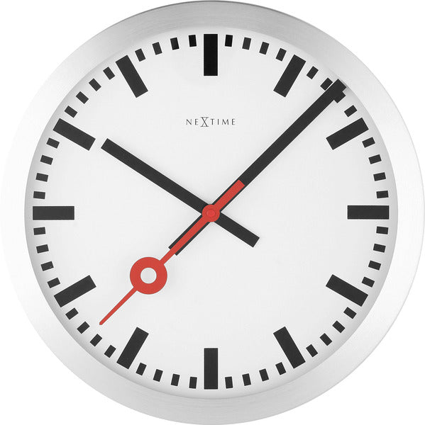Load image into Gallery viewer, NeXtime NeXtime NE-3999ST Wandklok Dia. 35 Cm, Geborsteld Aluminium, #039;Station #039;