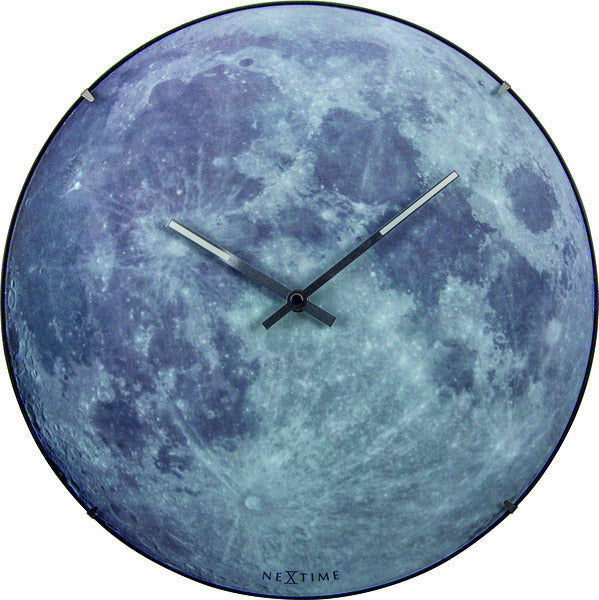 Load image into Gallery viewer, Nextime ne-3164 wandklok dia. 35 cm, bol glas, 'blauw moon dome'