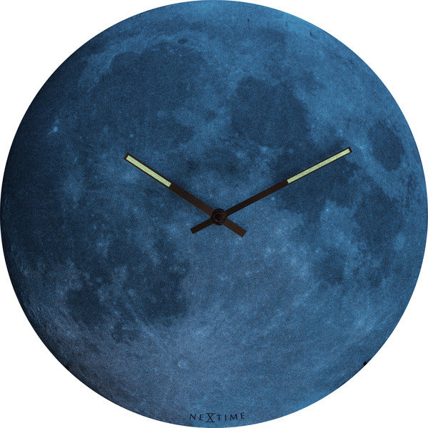 Load image into Gallery viewer, Nextime ne-3164 wandklok dia. 35 cm, bol glas, 'blauw moon dome'