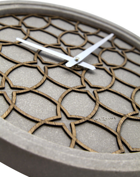 Load image into Gallery viewer, Nextime ne-3212br wandklok dia. 39.5 cm, polyresin hout, grijs