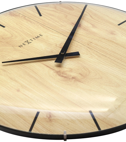 Load image into Gallery viewer, Nextime ne-3249 wandklok edge-wood-dome dia 35cm kunststof licht bruin