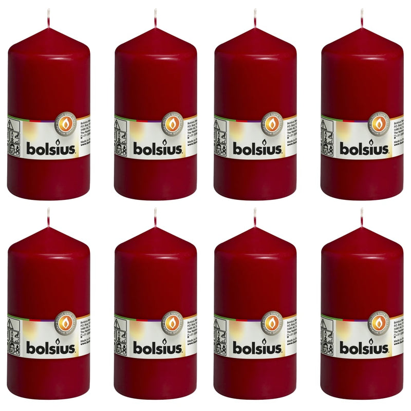 Load image into Gallery viewer, Bolsius Bolsius Stompkaarsen 8 st 130x68 mm wijnrood