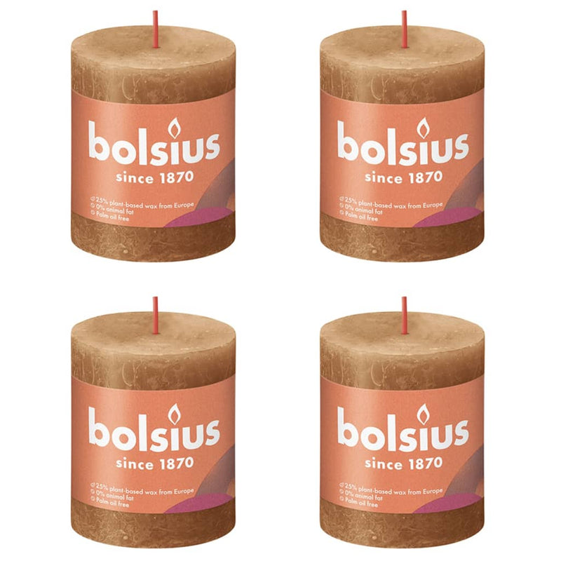 Load image into Gallery viewer, Bolsius Bolsius Stompkaarsen Shine 4 st rustiek 80x68 mm spice brown