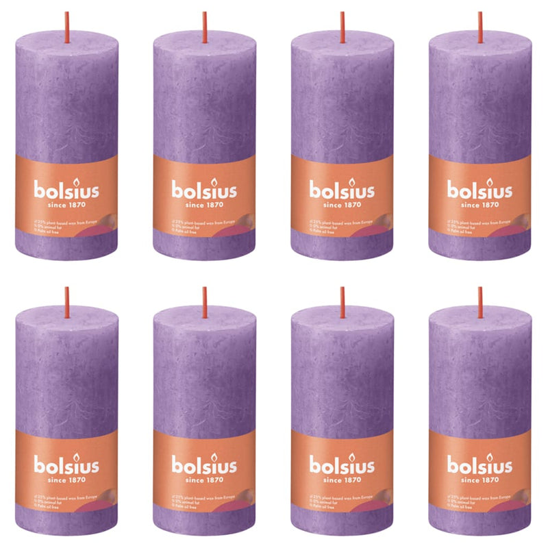 Load image into Gallery viewer, Bolsius Bolsius Stompkaarsen Shine 8 st rustiek 100x50 mm levendig violet