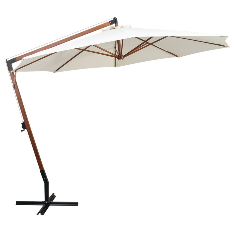 Load image into Gallery viewer, Vidaxl zweefparasol met houten paal 350 cm wit