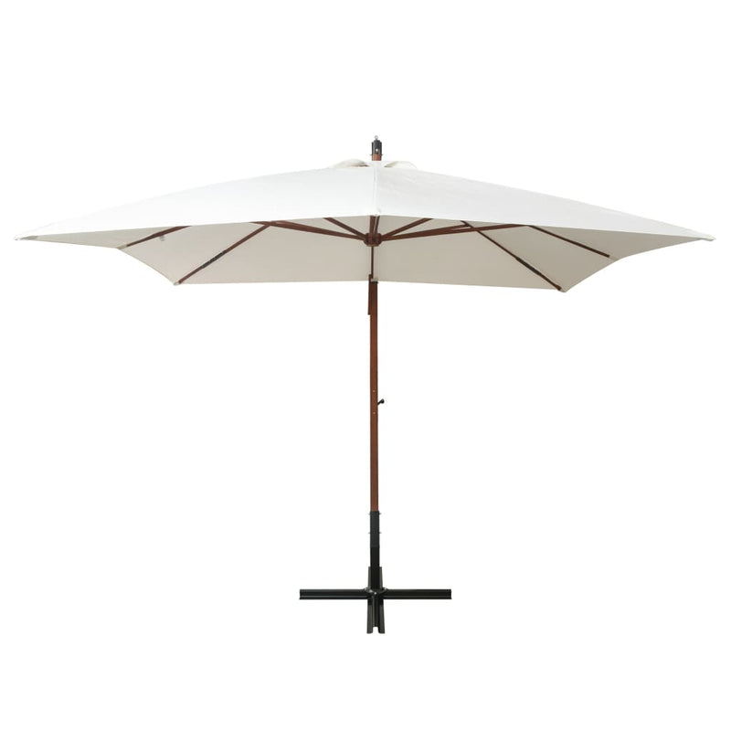 Load image into Gallery viewer, Vidaxl zweefparasol met houten paal 300x300 cm wit
