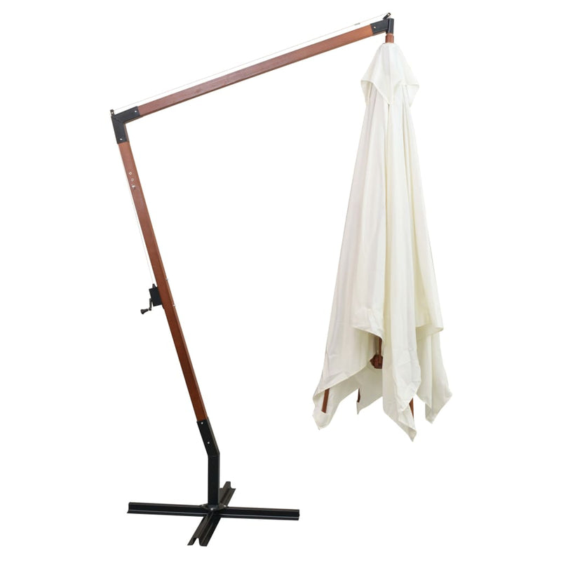 Load image into Gallery viewer, Vidaxl zweefparasol met houten paal 300x300 cm wit
