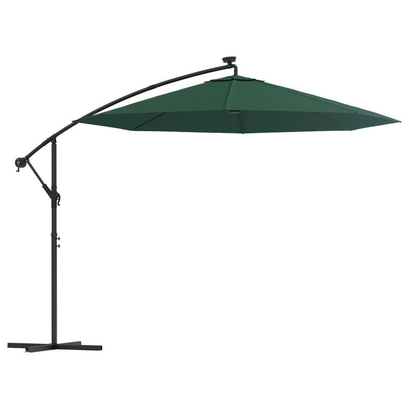 Load image into Gallery viewer, Vidaxl zweefparasol met led-verlichting en metalen paal 300 cm groen