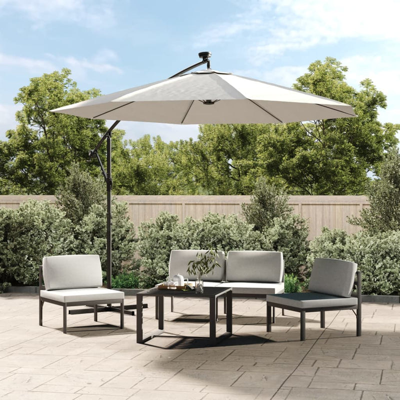 Load image into Gallery viewer, Vidaxl zweefparasol met led-verlichting en metalen paal 300 cm zand