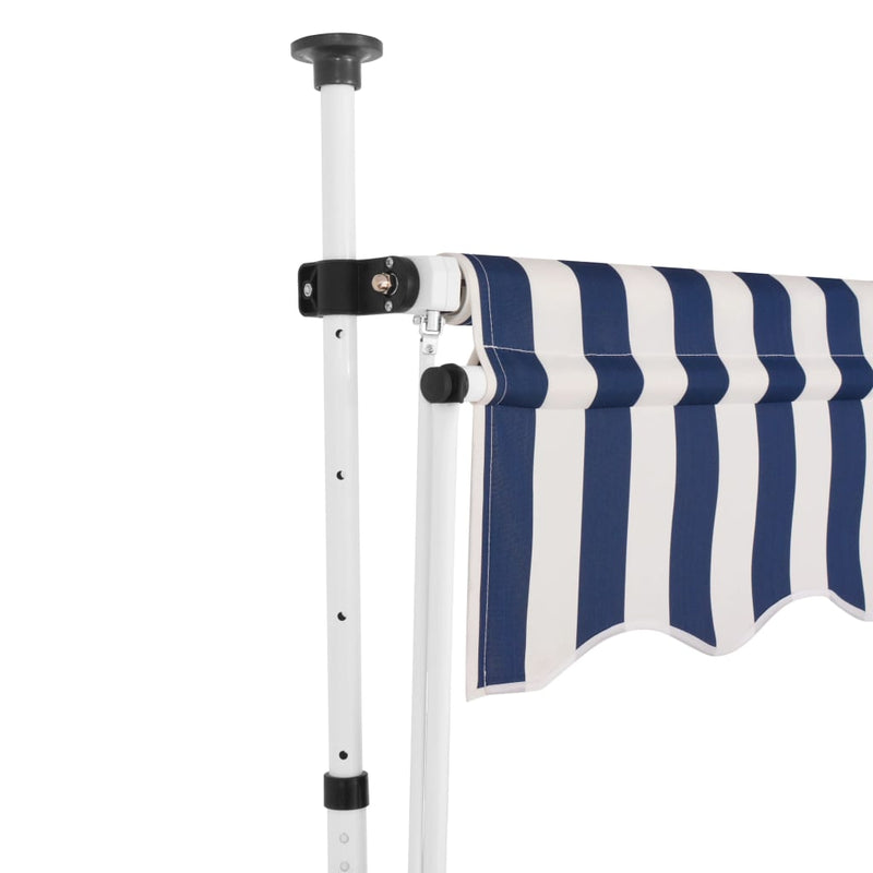 Load image into Gallery viewer, Vidaxl luifel handmatig uittrekbaar 300 cm blauw en witte strepen