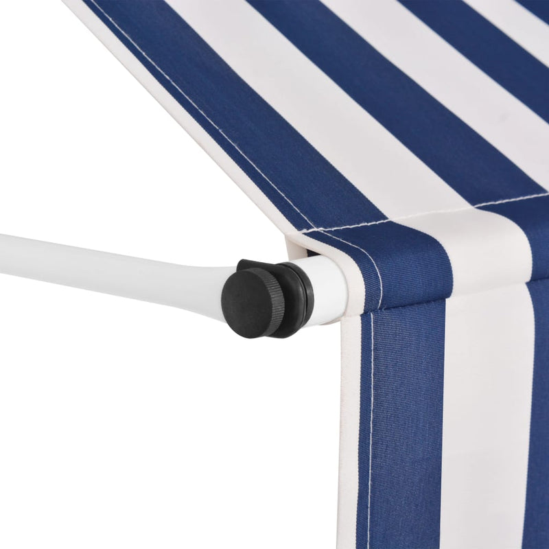 Load image into Gallery viewer, Vidaxl luifel handmatig uittrekbaar 300 cm blauw en witte strepen