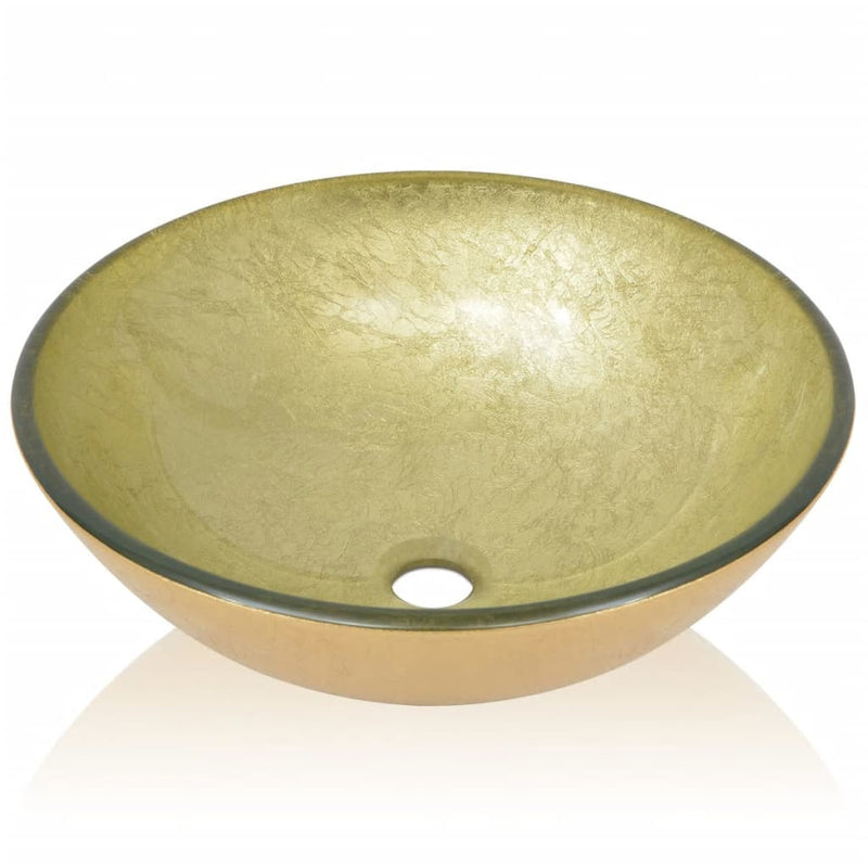 Load image into Gallery viewer, Vidaxl wasbak gehard glas 42 cm goud