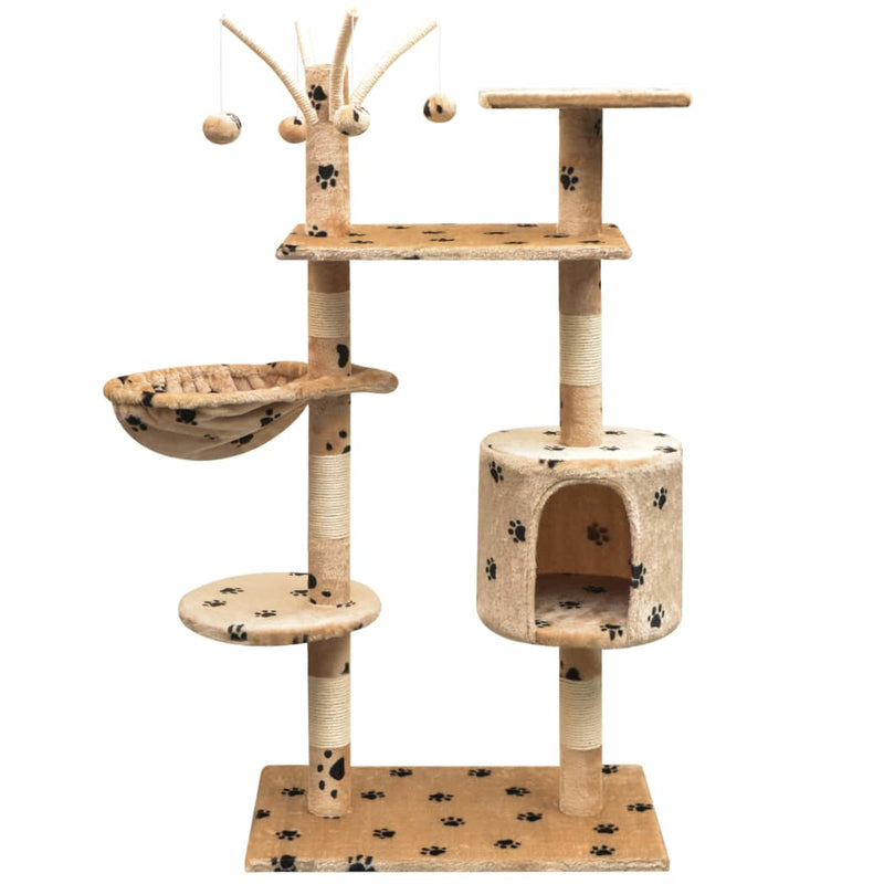 Load image into Gallery viewer, Vidaxl kattenkrabpaal met sisal krabpalen 125 cm pootafdrukken beige