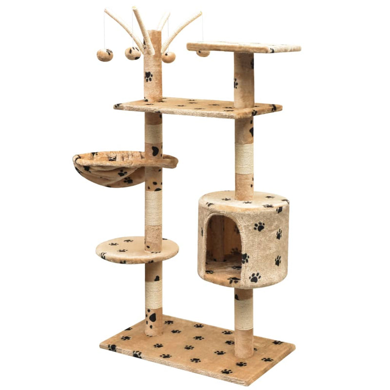 Load image into Gallery viewer, Vidaxl kattenkrabpaal met sisal krabpalen 125 cm pootafdrukken beige