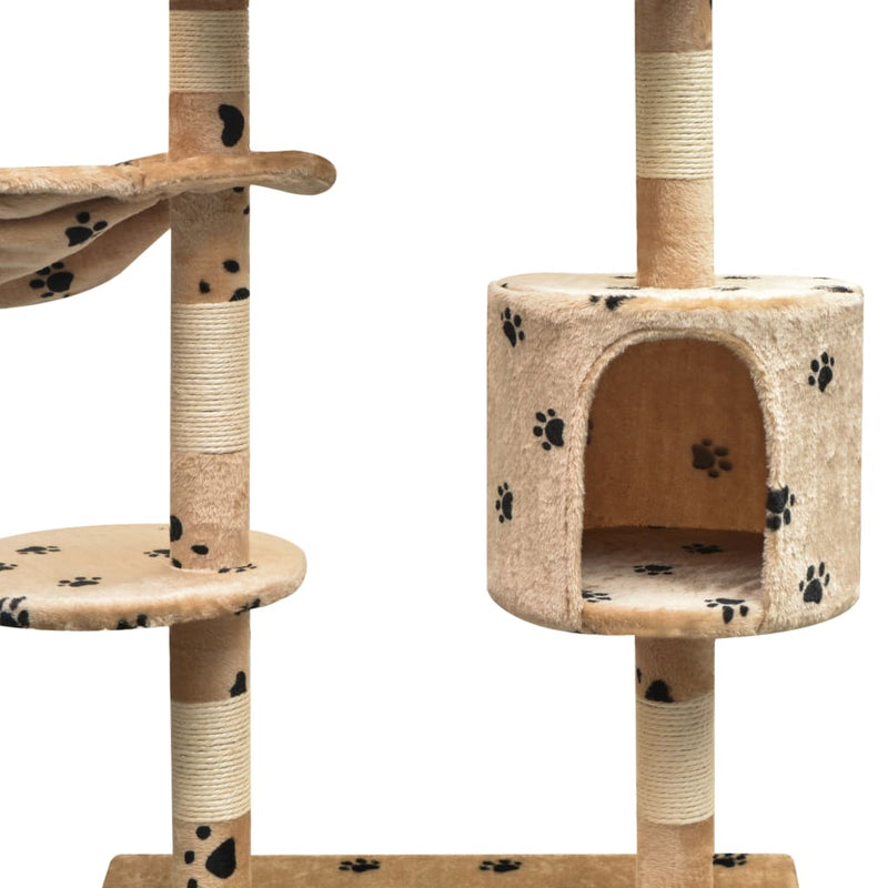 Load image into Gallery viewer, Vidaxl kattenkrabpaal met sisal krabpalen 125 cm pootafdrukken beige