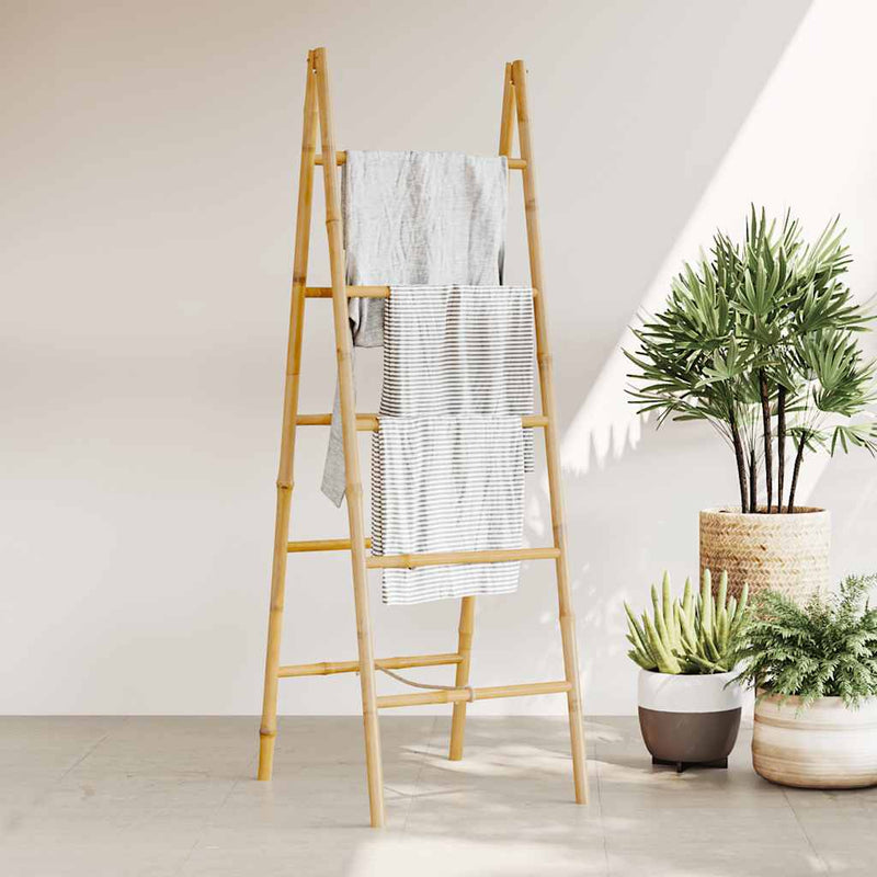 Chargez l'image dans la visionneuse de la galerie, Vidaxl dubbele handdoekenladder met 5 tredes 50x160 cm bamboe