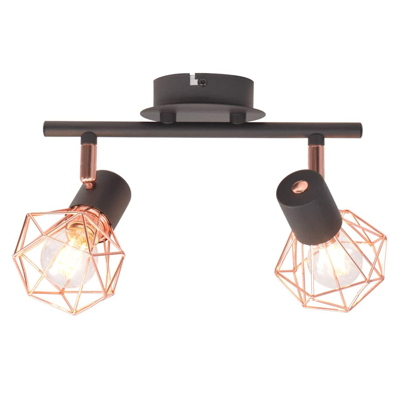 Afbeelding laden in galerijviewer, Vidaxl plafondlamp met 2 spotlights e14 zwart en koper