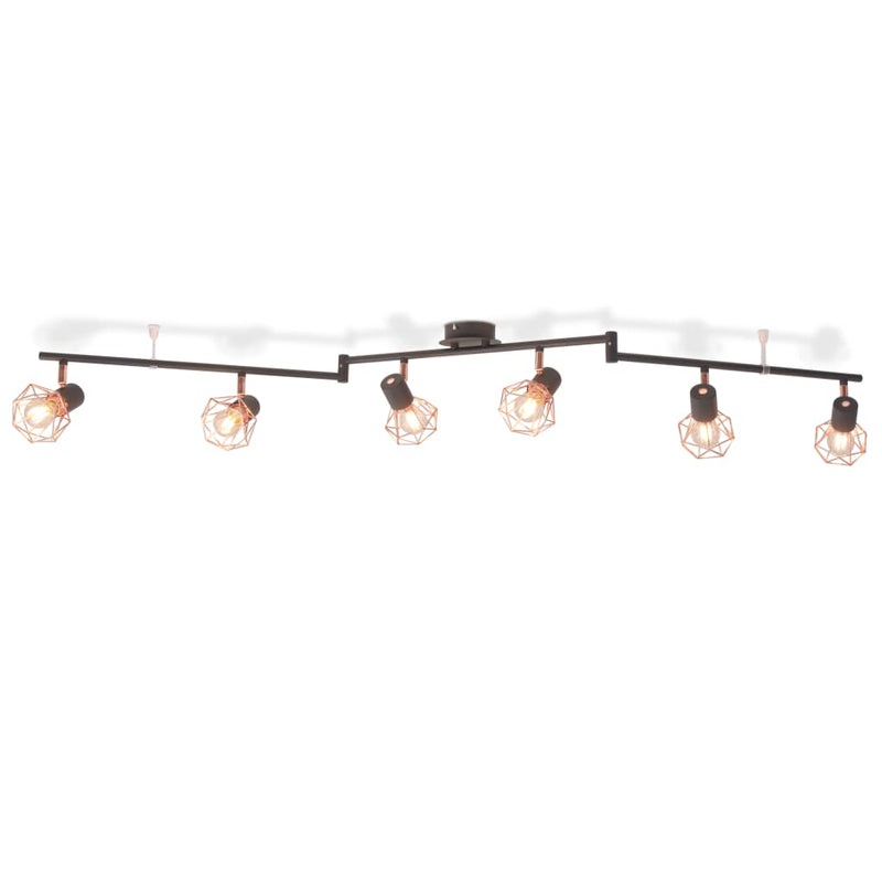 Load image into Gallery viewer, Vidaxl plafondlamp met 6 spotlights e14 zwart en koper