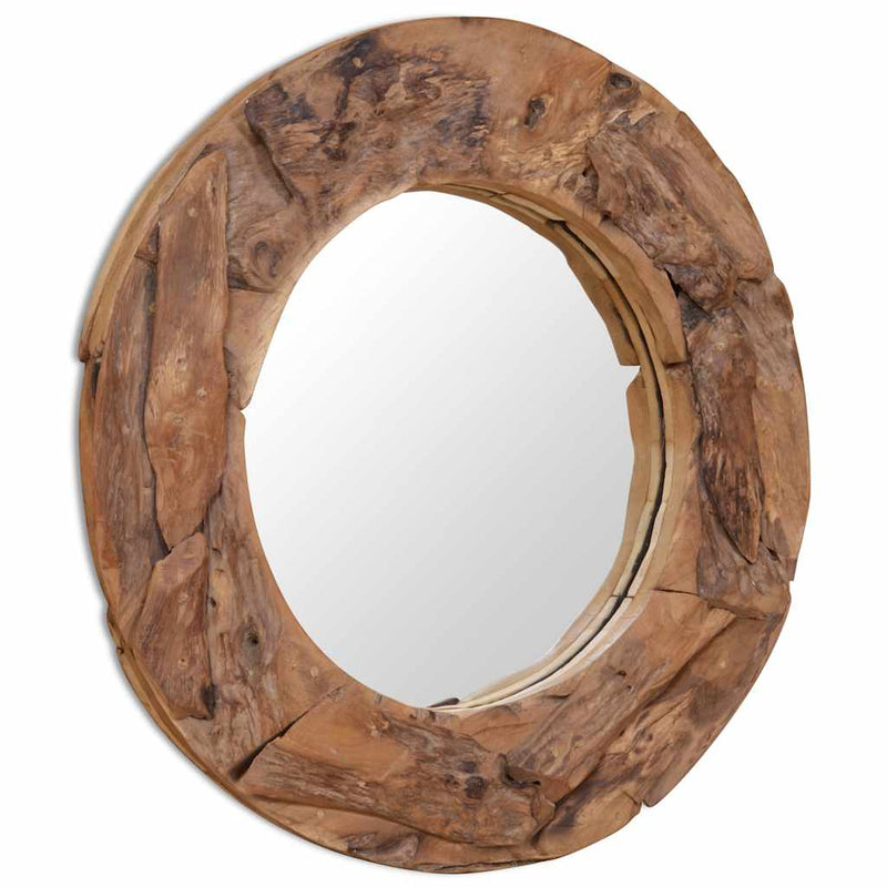 Load image into Gallery viewer, Vidaxl decoratieve spiegel rond 80 cm teakhout