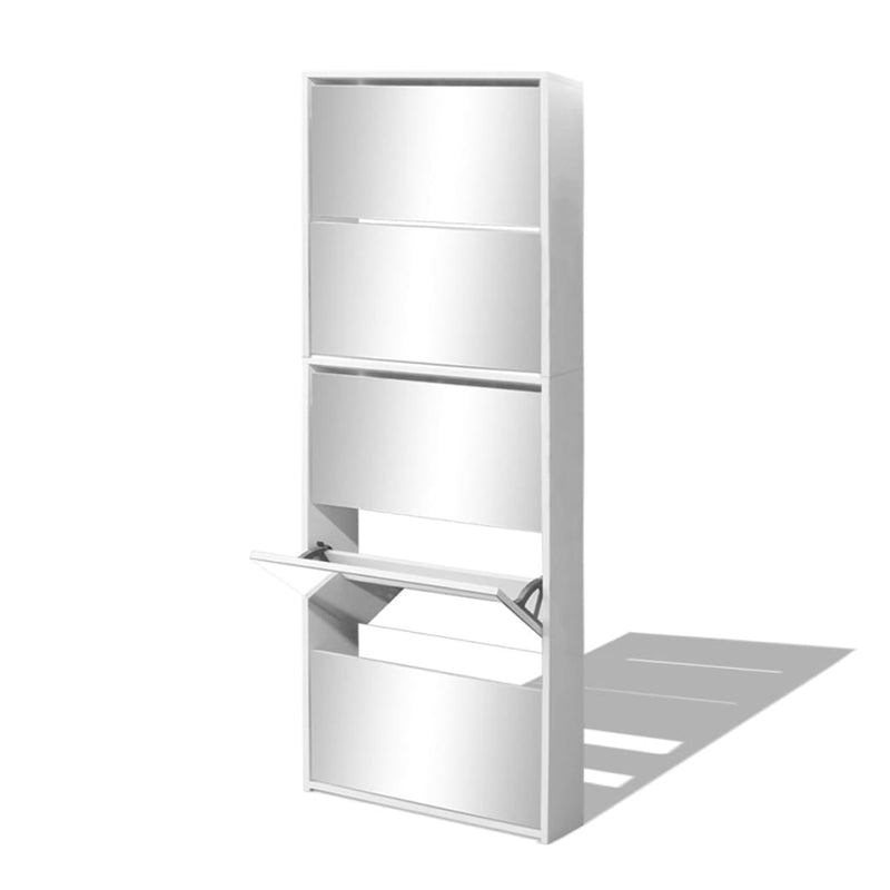 Load image into Gallery viewer, VidaXL Schoenenkast met 5 spiegels 63x17x169,5 cm wit