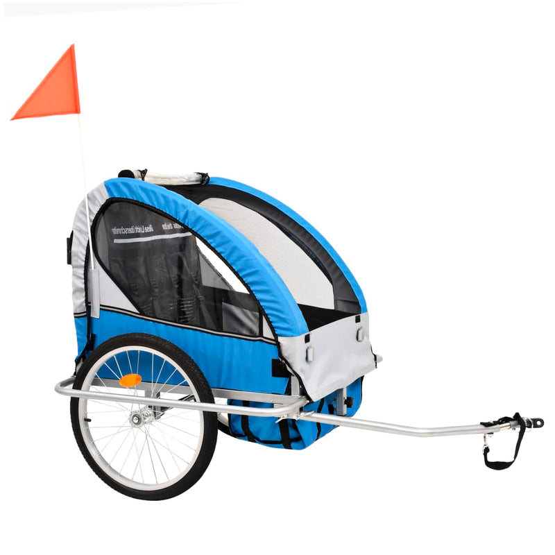 Load image into Gallery viewer, Vidaxl fietstrailer en kinderwagen 2-in-1 blauw en grijs