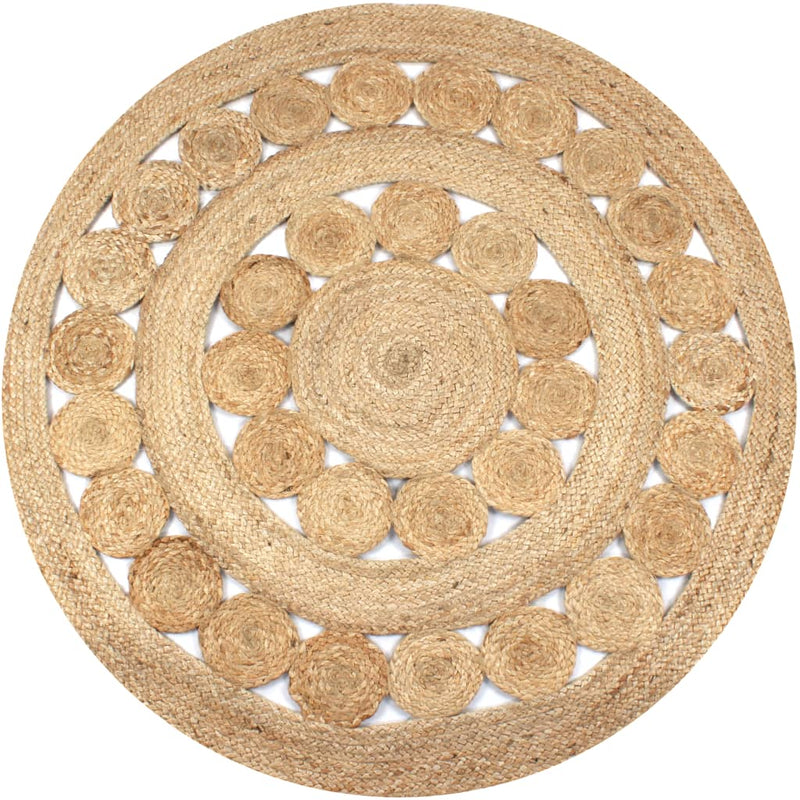 ギャラリービューアに画像をロードする, Vidaxl tapijt met ontwerp rond 150 cm gevlochten jute