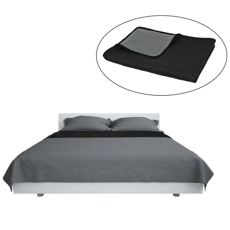 Load image into Gallery viewer, Vidaxl bedsprei dubbelzijdig 170x210 cm quilt grijs en zwart
