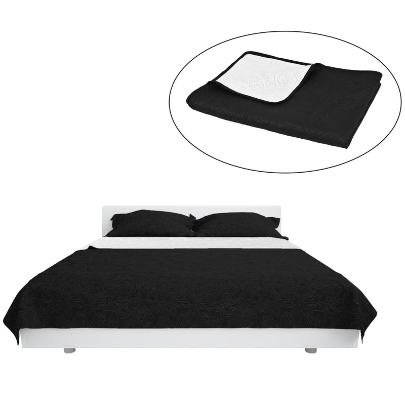 Load image into Gallery viewer, Vidaxl bedsprei dubbelzijdig 220x240 cm quilt zwart en wit