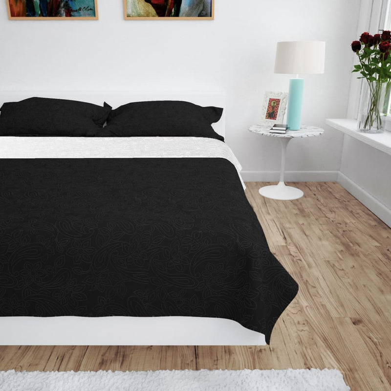 Load image into Gallery viewer, Vidaxl bedsprei dubbelzijdig 230x260 cm quilt zwart en wit