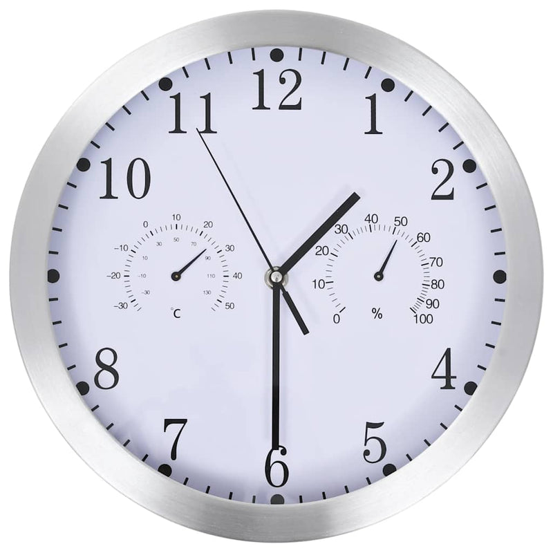 Afbeelding laden in galerijviewer, Vidaxl wandklok met quartz-mechanisme hygrometer thermometer 30 cm wit