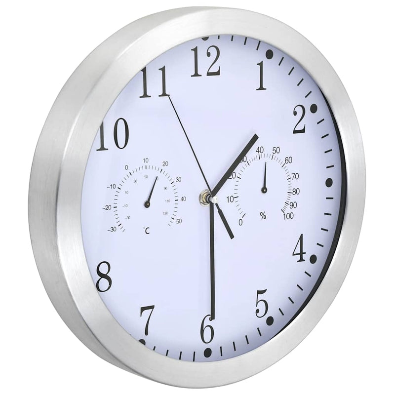 Afbeelding laden in galerijviewer, Vidaxl wandklok met quartz-mechanisme hygrometer thermometer 30 cm wit