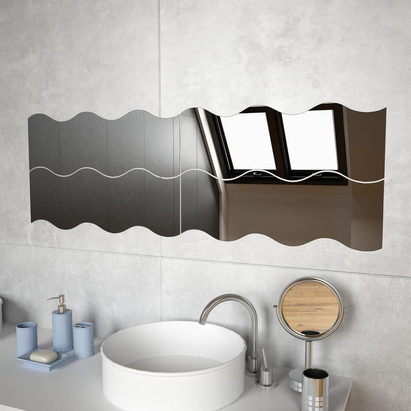 Load image into Gallery viewer, Vidaxl wandspiegels golfvormig 4 st 60x18,5 cm glas
