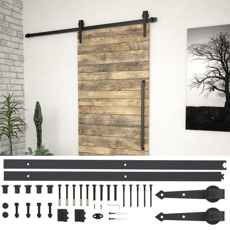 Load image into Gallery viewer, Vidaxl doos met onderdelen voor schuifdeur 183 cm staal zwart
