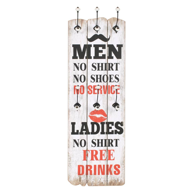 Load image into Gallery viewer, Vidaxl wandkapstok met 6 haken men ladies 120x40 cm