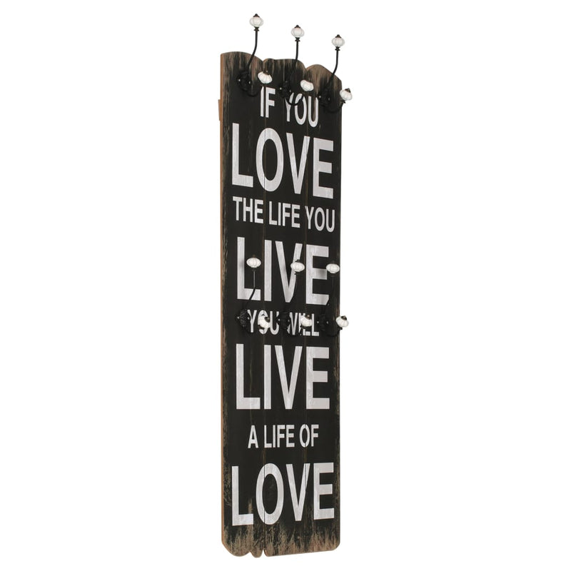 Afbeelding laden in galerijviewer, Vidaxl wandkapstok met 6 haken love live 120x40 cm