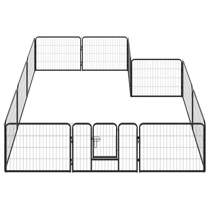 Load image into Gallery viewer, Vidaxl hondenren met 12 panelen 80x60 cm staal zwart