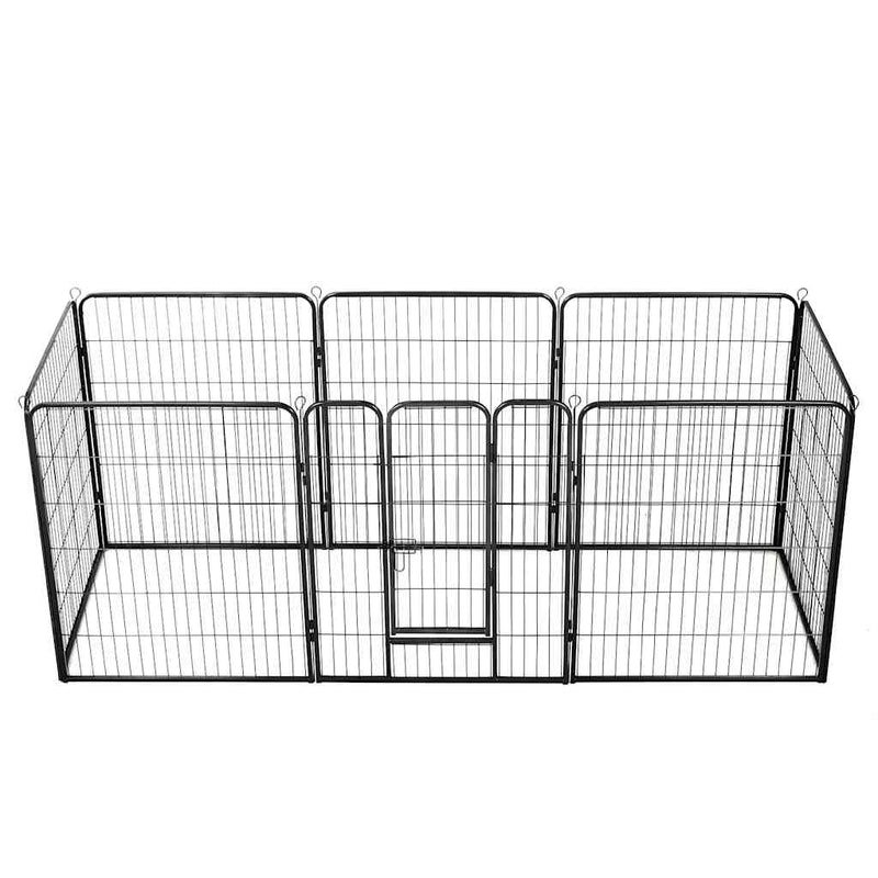 Load image into Gallery viewer, Vidaxl hondenren met 8 panelen 80x100 cm staal zwart