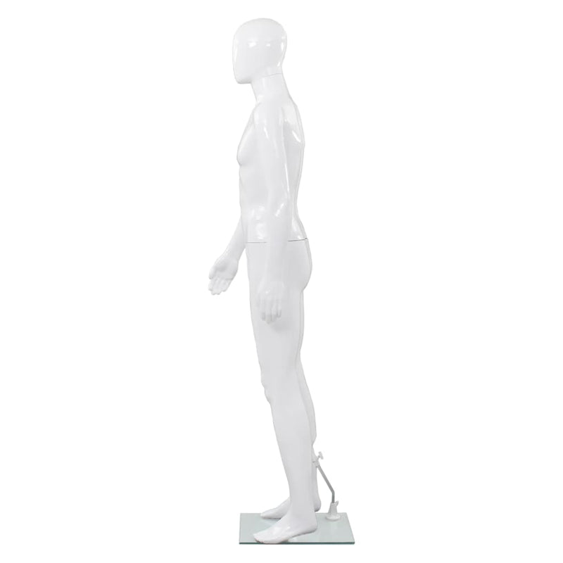 Load image into Gallery viewer, Vidaxl etalagepop mannelijk met glazen voet 175 cm glanzend wit