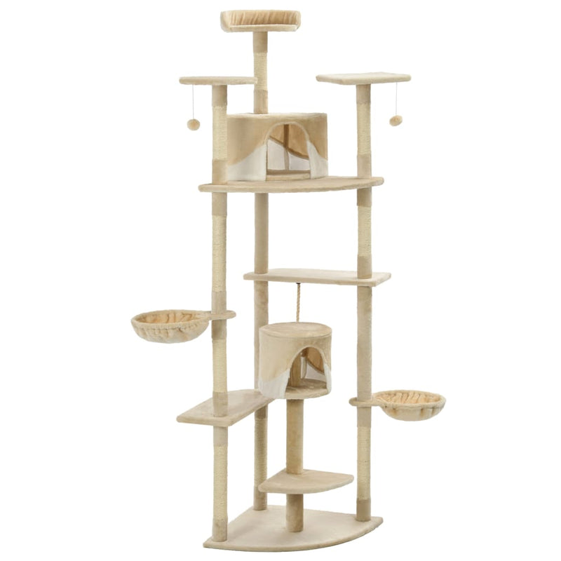 Load image into Gallery viewer, Vidaxl kattenkrabpaal met sisal krabpalen 203 cm beige en wit