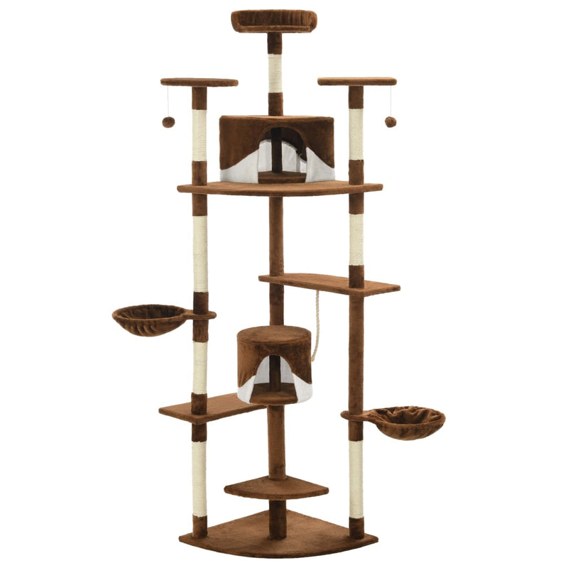 Load image into Gallery viewer, Vidaxl kattenkrabpaal met sisal krabpalen 203 cm bruin en wit