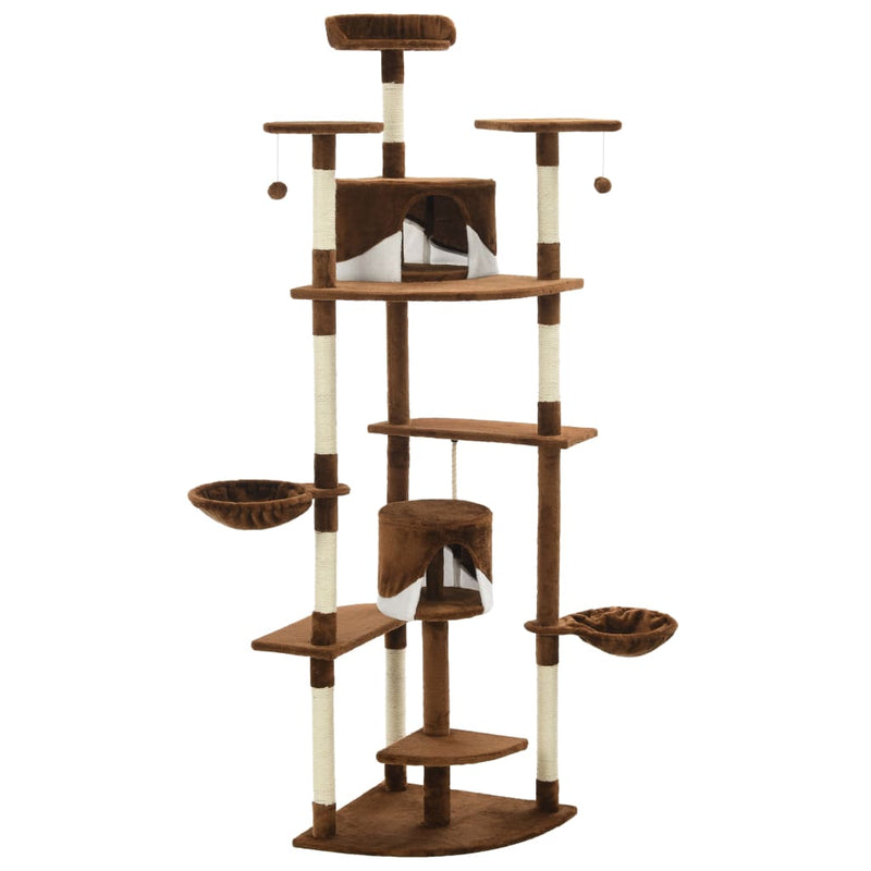 Load image into Gallery viewer, Vidaxl kattenkrabpaal met sisal krabpalen 203 cm bruin en wit