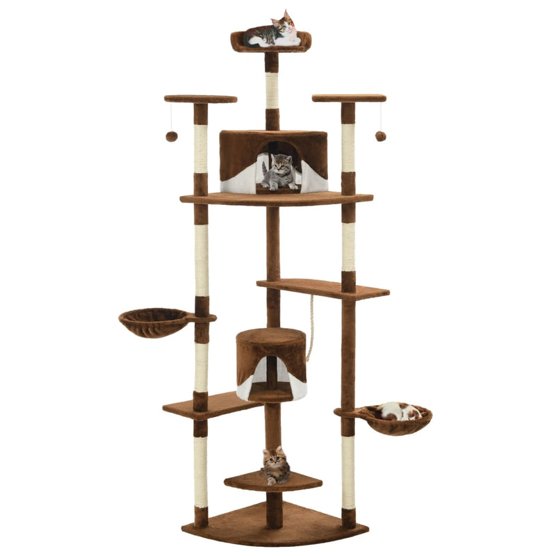 Load image into Gallery viewer, Vidaxl kattenkrabpaal met sisal krabpalen 203 cm bruin en wit