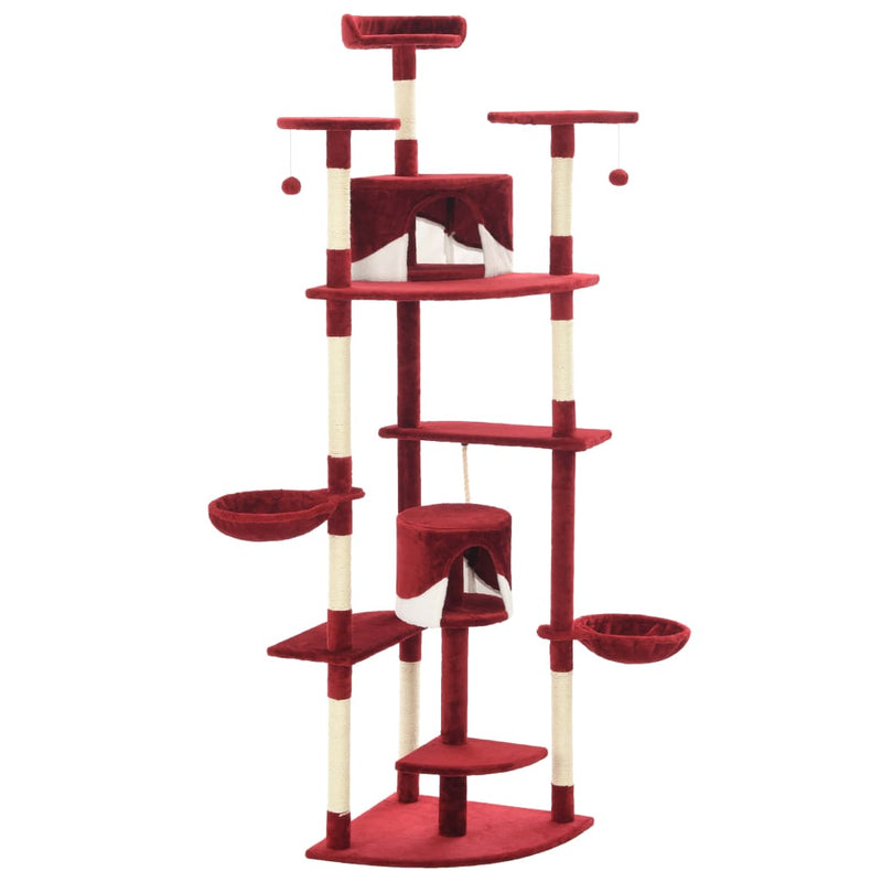 Load image into Gallery viewer, Vidaxl kattenkrabpaal met sisal krabpalen 203 cm rood en wit