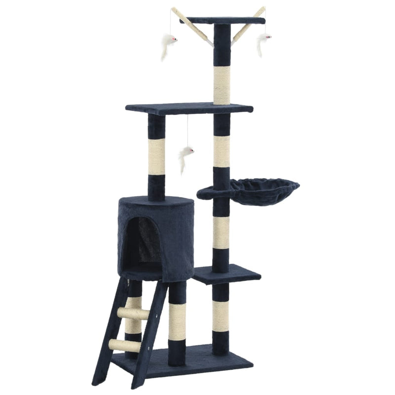 Load image into Gallery viewer, Vidaxl kattenkrabpaal met sisal krabpalen 138 cm donkerblauw