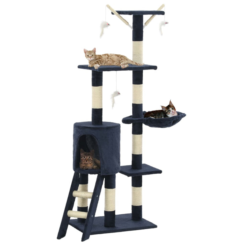 Load image into Gallery viewer, Vidaxl kattenkrabpaal met sisal krabpalen 138 cm donkerblauw
