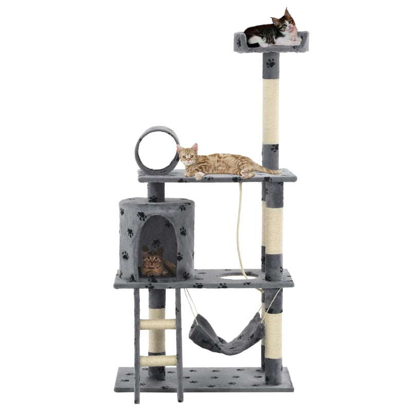 Load image into Gallery viewer, Vidaxl kattenkrabpaal met sisal krabpalen 140 cm pootafdrukken grijs
