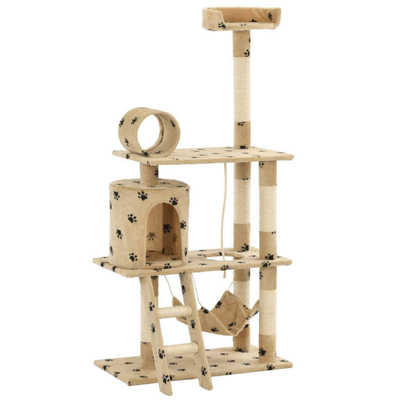 Load image into Gallery viewer, Vidaxl kattenkrabpaal met sisal krabpalen 140 cm pootafdrukken beige