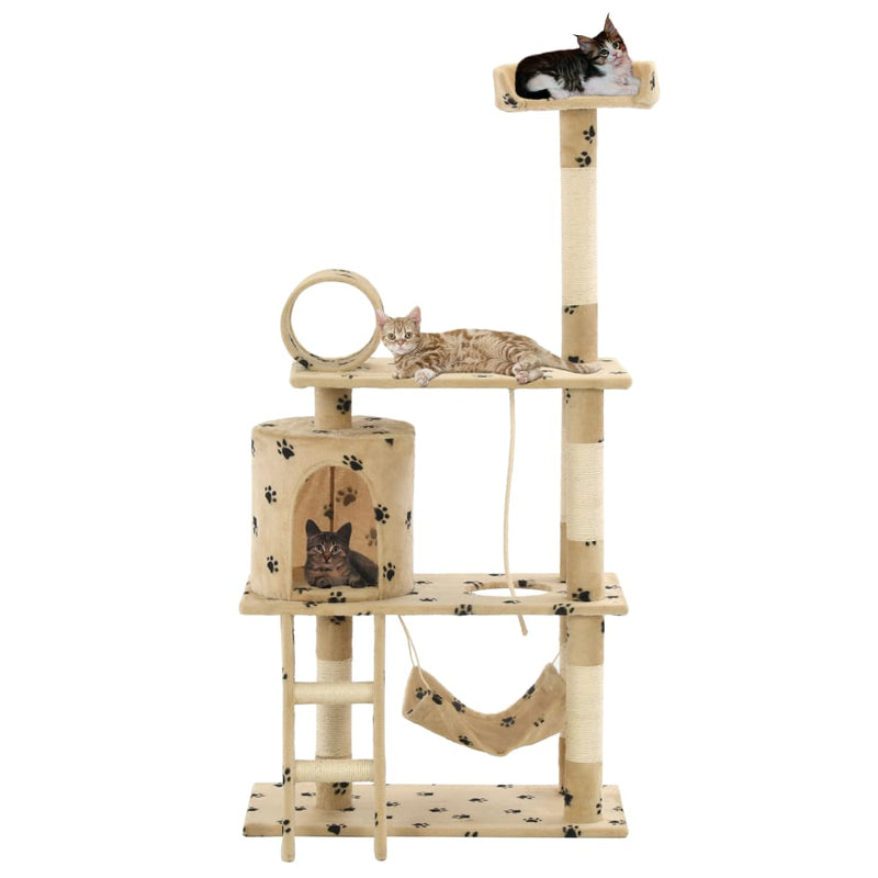 Load image into Gallery viewer, Vidaxl kattenkrabpaal met sisal krabpalen 140 cm pootafdrukken beige