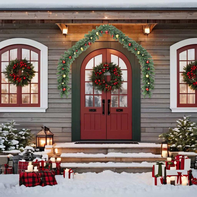 Load image into Gallery viewer, Vidaxl kerstslinger versierd met kerstballen en led-lampjes 5 m