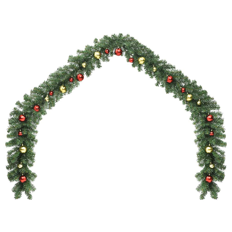 Load image into Gallery viewer, Vidaxl kerstslinger versierd met kerstballen en led-lampjes 10 m